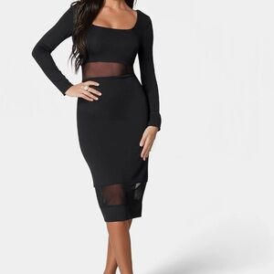 bebe Elegant Black Long Sleeve Dress